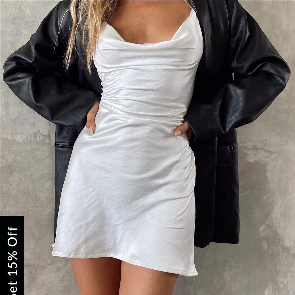MOTEL ROCKS WHITE SLIP DRESS